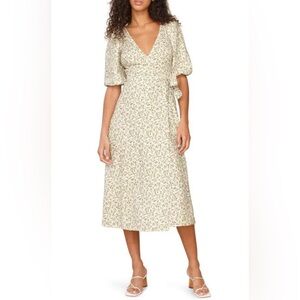 Reformation Linen Floral Wrap Midi Dress – XS